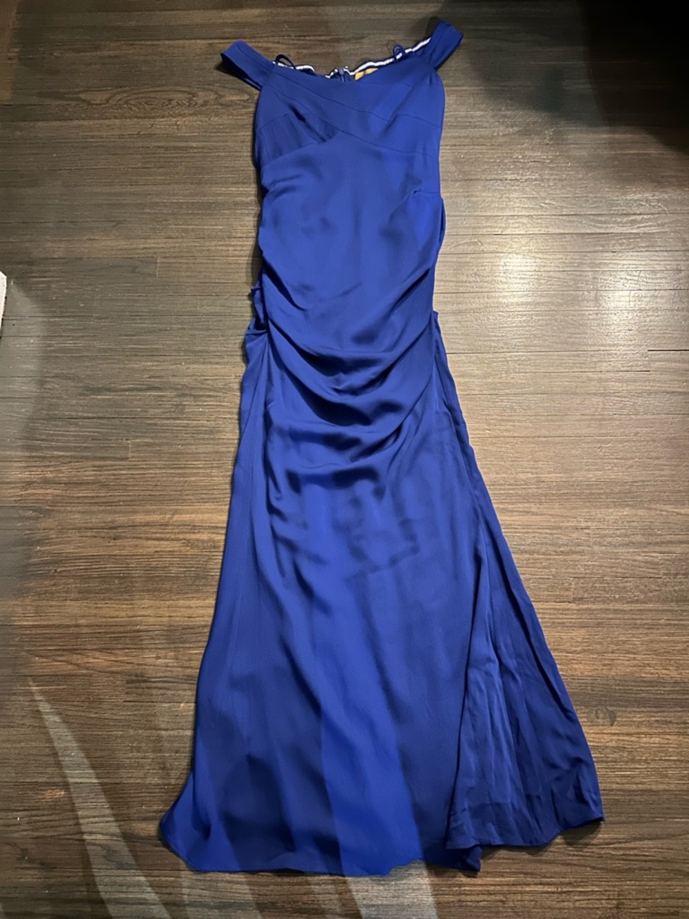 Nicole Miller One-Shoulder Sapphire Blue Evening Gown